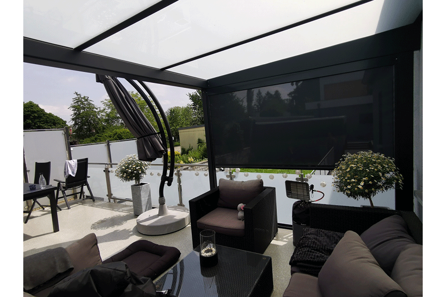 05 Kraft Metallbau Terrassenueberdachung mit Ziptex Gewebescreen